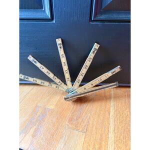 VINTAGE LUFKIN WOODEN FOLDING RULER X46 72" WITH BRASS EXTENSION